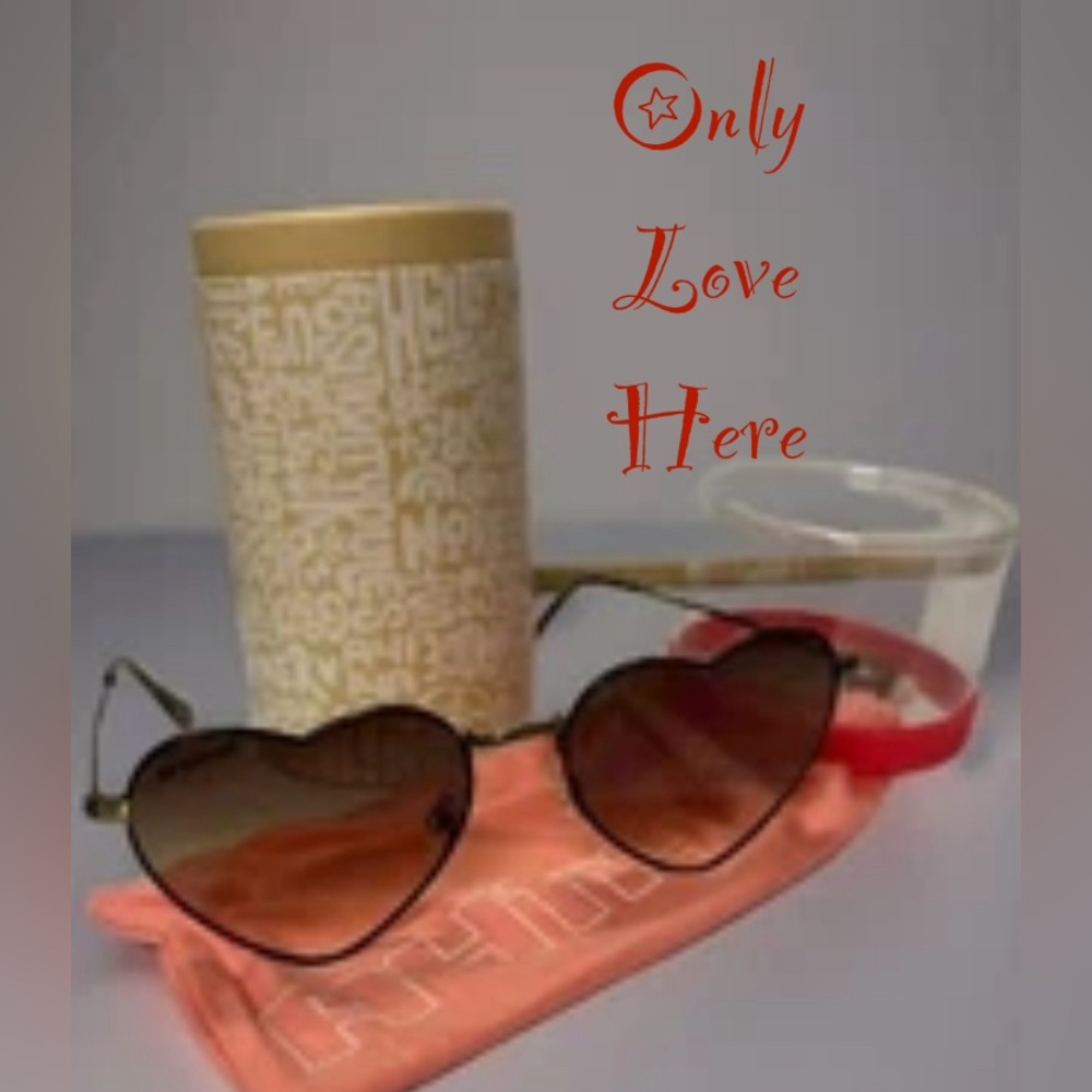 Foster Grant Heart-Shaped Brown Sunglasses with Case